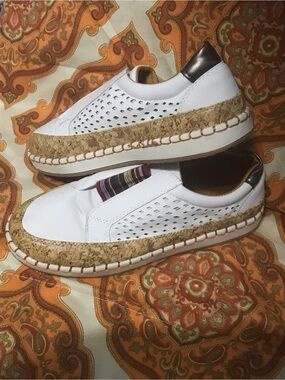 White Cork-Trim Slip-On Women's Sneakers